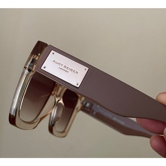 New Kurt Geiger London Womens Crystal Tan/Brown Gradient Square Sunglasses - Picture 6 of 15